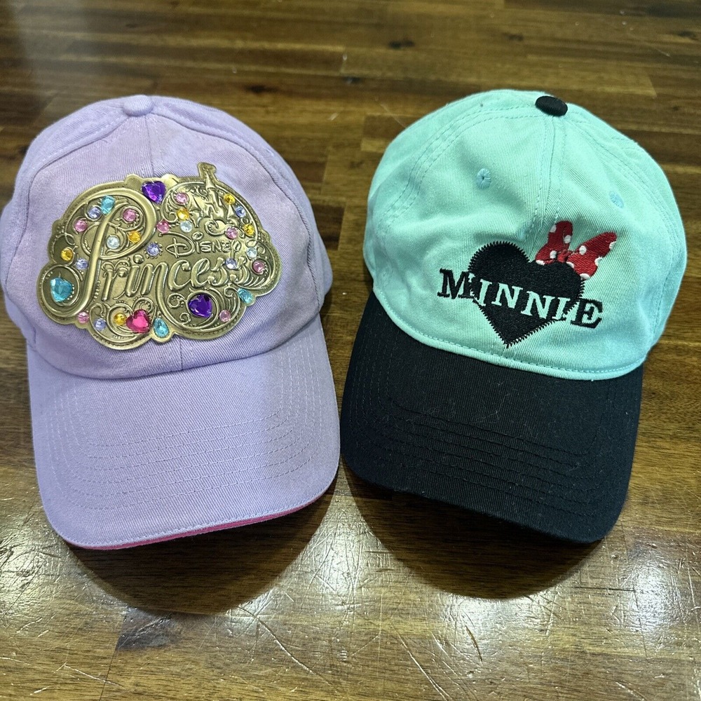Disney Parks Princess Minnie Mouse Bow Adjustable Baseball Cap Hat Lot Girls